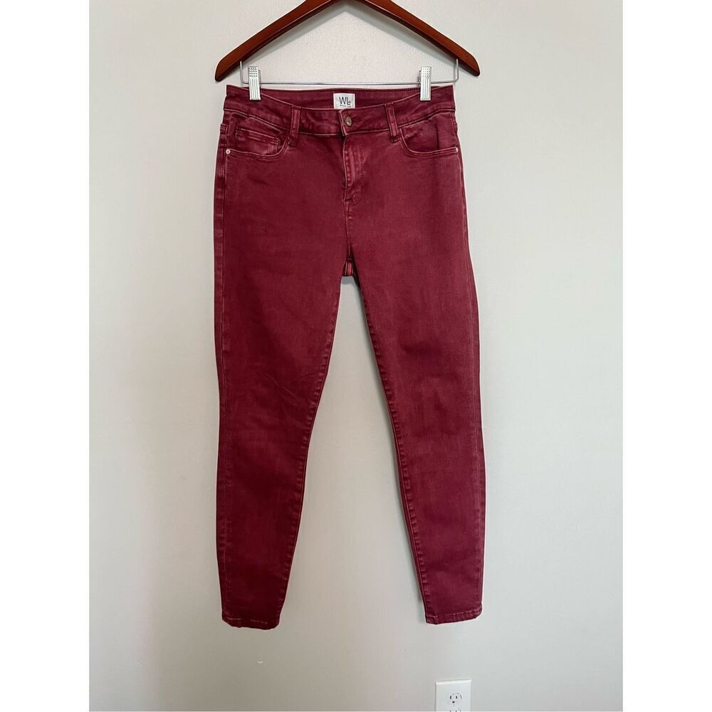 Wash Lab Fay Weathered Burgundy Straight Leg Mid-Rise Jeans sz 29 NWOT